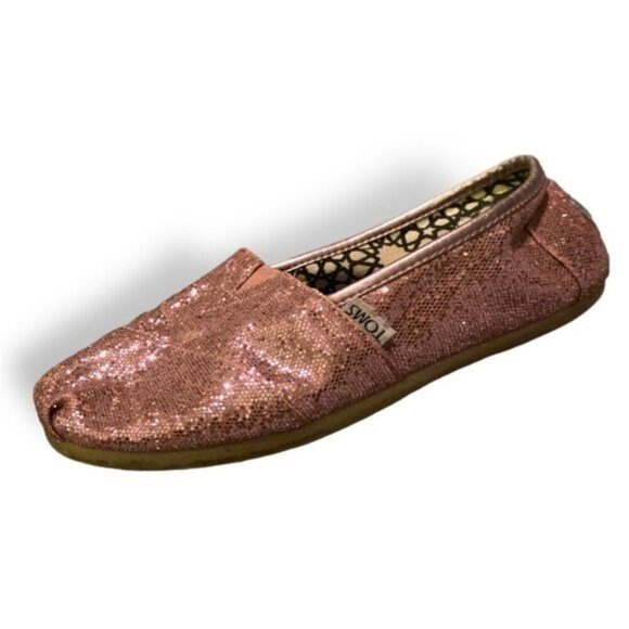TOMS - WOMENS CLASSIC CANVAS SLIPON SHOES IN PINK GLITTER 6.5 - Picture 3 of 6